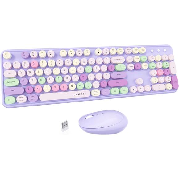 UBOTIE Purple-Colorful Wireless Keyboard and Mouse Combo - Picture 1 of 6